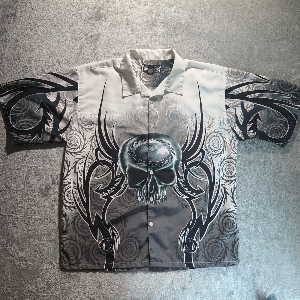 Steve & Barry Club Shirt Button Up Skull Authentic Lounge Wear Size Large